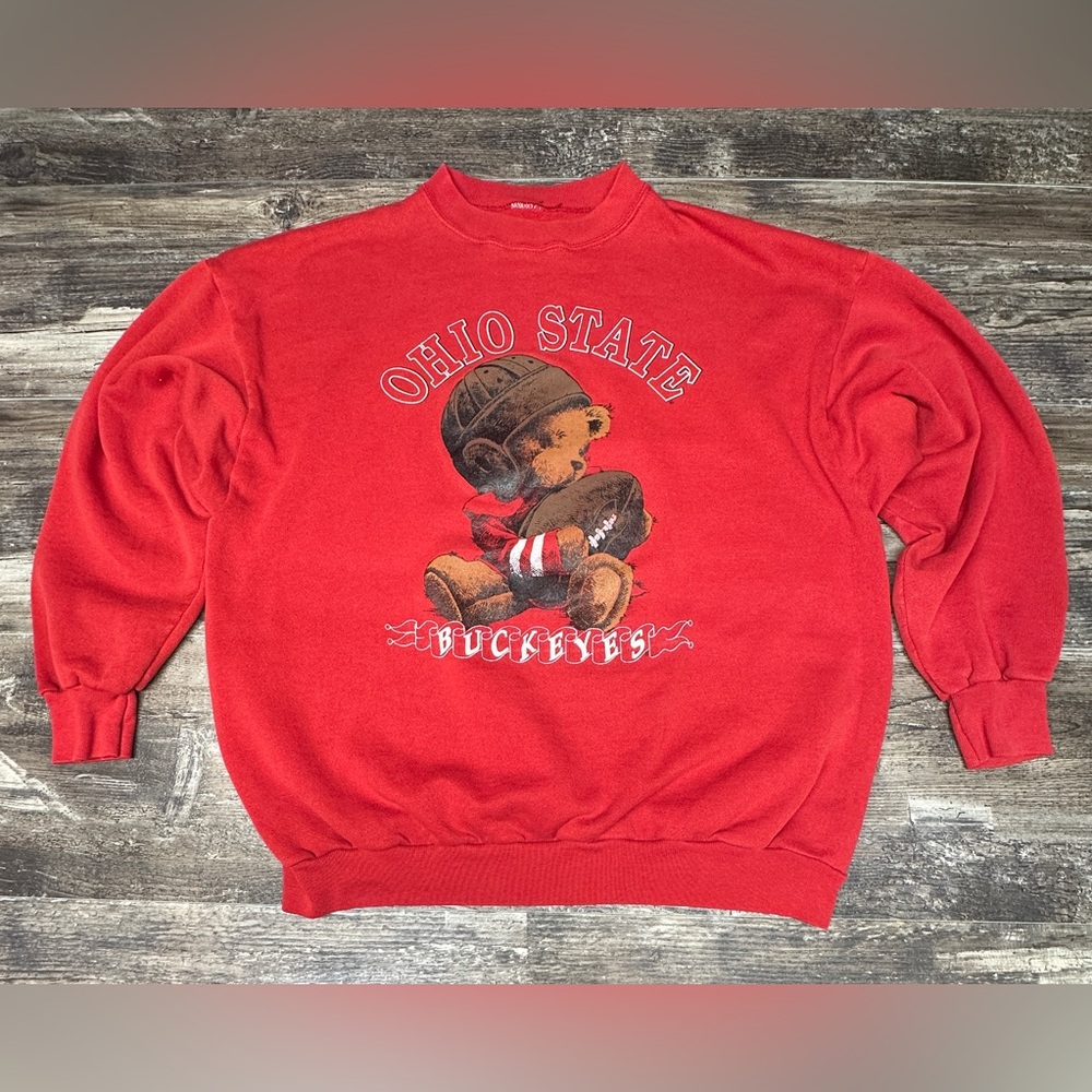 Vintage Sweatshirt - Ohio State Buckeyes Teddy Bear Crewneck Sweatshirt - Large
